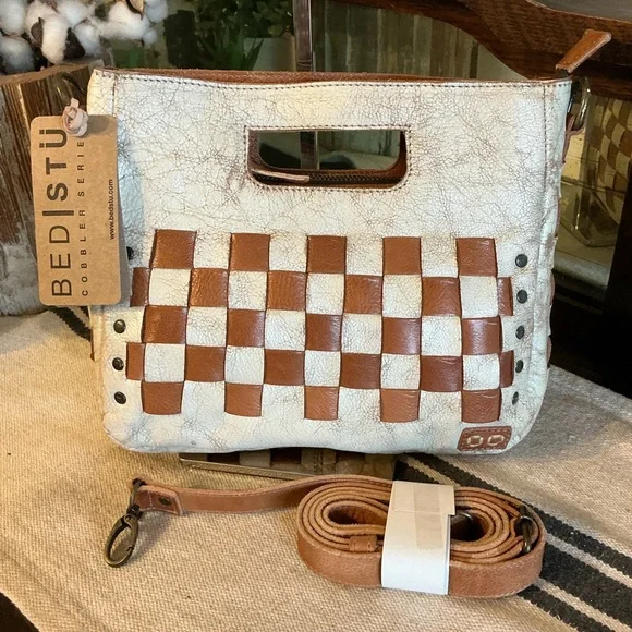 NWT Bed Stu Leather Keiki Crossbody Bag Handbag Nectar Lux Tan Rustic MSRP $235 - Picture 1 of 12